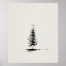 Lone Gräs Träd, modern svartkonst minimalist