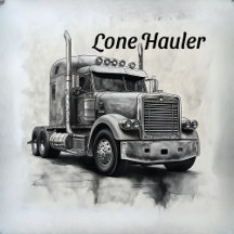 "Lone Hauler - Bold Charcol Bobtail Lastbil Art Pr