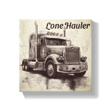 "Lone Hauler - Bold Charcol Bobtail Lastbil Art Pr