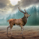 Lone Hjort in Misty Forest<br><div class="desc">En vacker hjort som rinner genom en mistskog.</div>