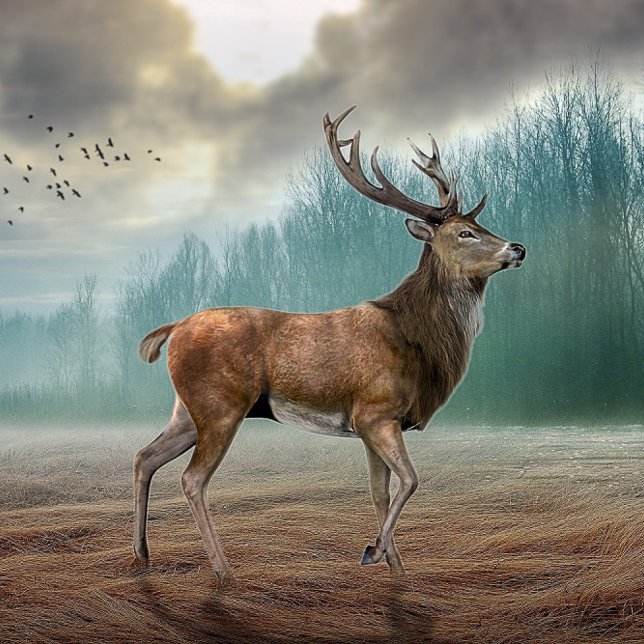 Lone Hjort in Misty Forest Kort (Skapare uppladdad)