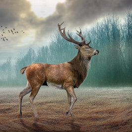 Lone Hjort in Misty Forest Nyckelring