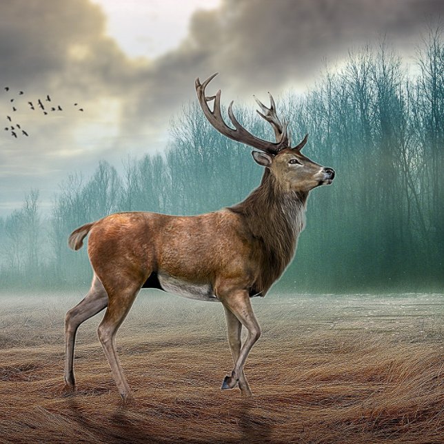 Lone Hjort in Misty Forest Nyckelring (Skapare uppladdad)