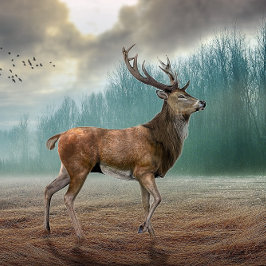 Lone Hjort in Misty Forest Nyckelring