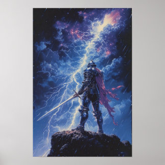 Lone Knight i Storm Poster