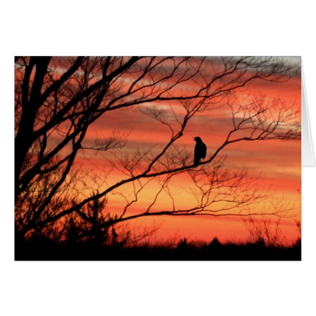 Lone korpsvart kalla hälsningskort (Framsidan Horizontal)