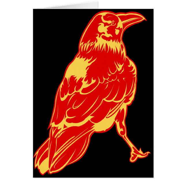 Lone kråkaillustration hälsningskort (Framsidan)