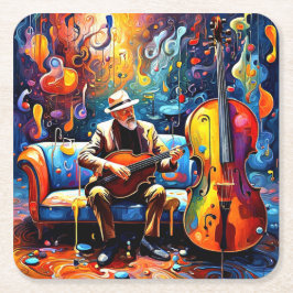 Lone Musician Underlägg Papper Kvadrat