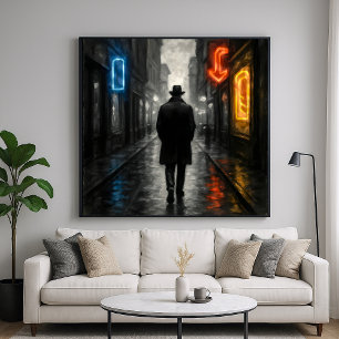 Lone Neon Walker - Film Noir Pastel Stil Poster