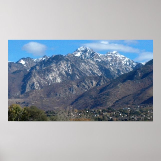Lone Peak Mountain Utah 2012, 22 x 12 utskrift Poster (Framsidan)