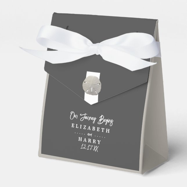 Lone Sand Dollar - Grått av kol - Beach Wedding Presentaskar (Framsidan Sidan)