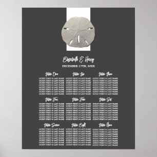 Lone Sand Dollar, träkol, sätesdiagram för Bröllop Poster
