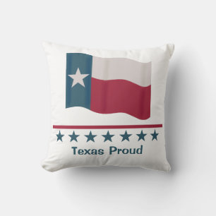 Lone Star Flagga Texas Proud Ord Red Blue on White Kudde
