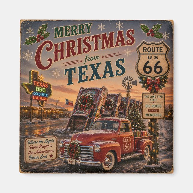 Lone Star julvägs souvenir Magnet (Framsidan)