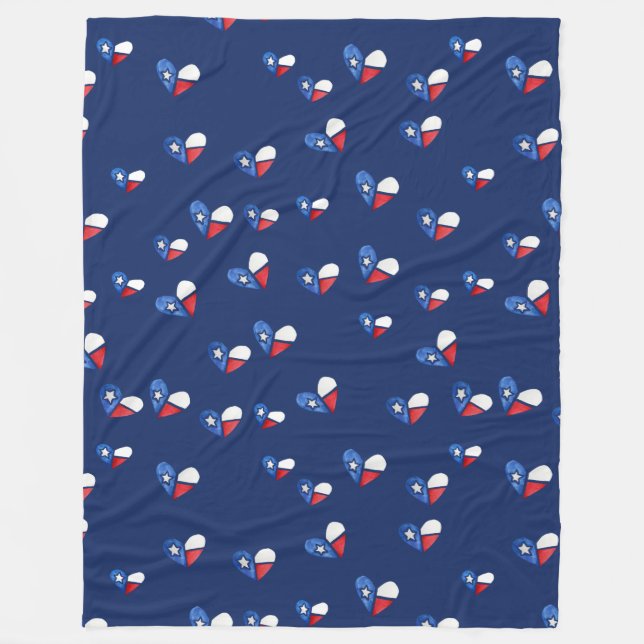 Lone Star State Texas Flagga Heart Fleecefilt (Framsidan)
