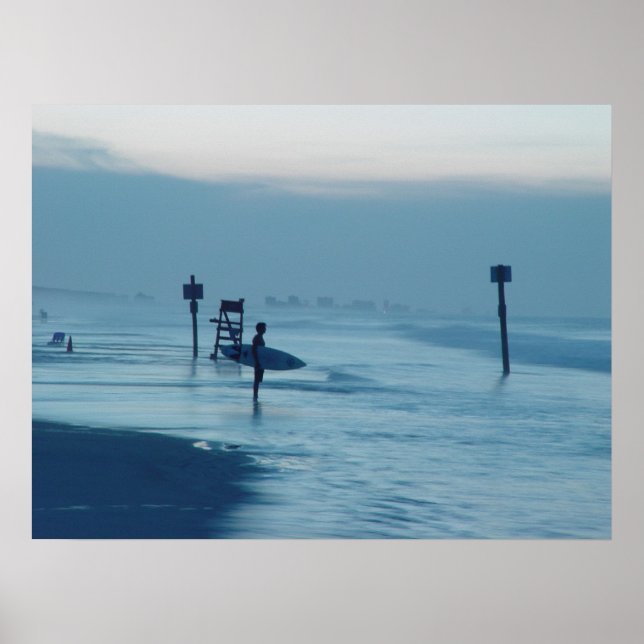 Lone Surfer Dusk Ponce Inlet FL Beach Tide Poster (Framsidan)
