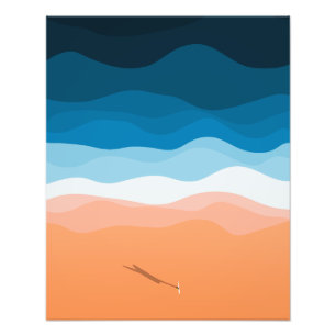 Lone Surfer Illustration av luftfartyg Fototryck