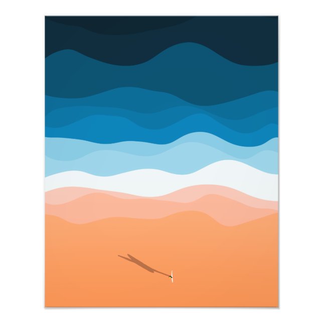 Lone Surfer | Illustration av luftfartyg Fototryck (Framsidan)