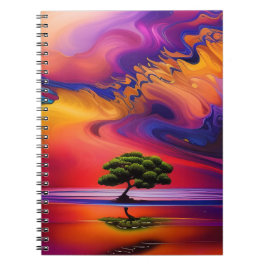 Lone Träd i Vatten, färglöst himlar Anteckningsbok
