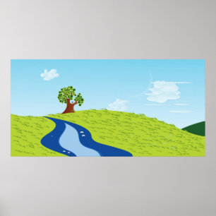 Lone Träd Illustration Poster