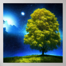 Lone Träd Spacescape Poster
