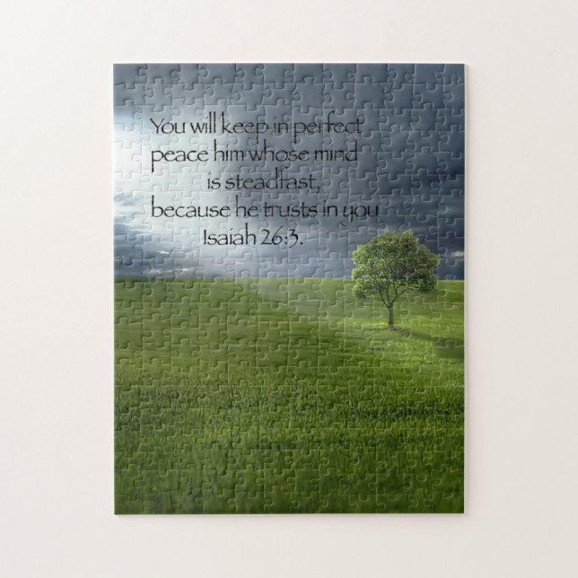 Lone Träd Sunshine Christian Bible Verse Pussel (Vertikal)