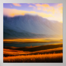 Lone Träd vid berget Poster