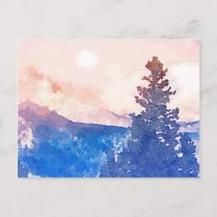 Lone Träd Watercolor Vykort