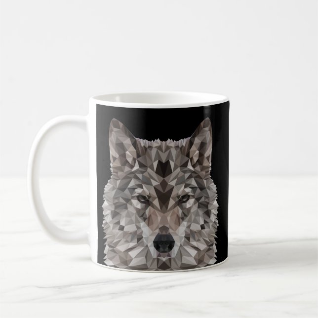 Lone Varg Geometric Porträtt Kaffemugg (Vänster)