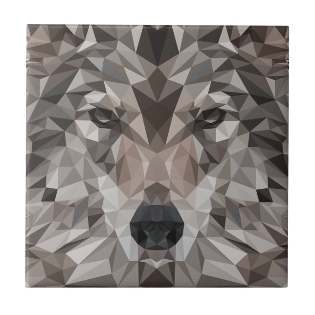 Lone Varg Geometric Porträtt Kakelplatta (Framsidan)
