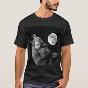 Lone Varg Howling i Måne T Shirt