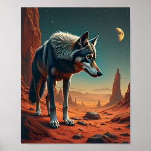 Lone Varg in Desert of mars space Poster