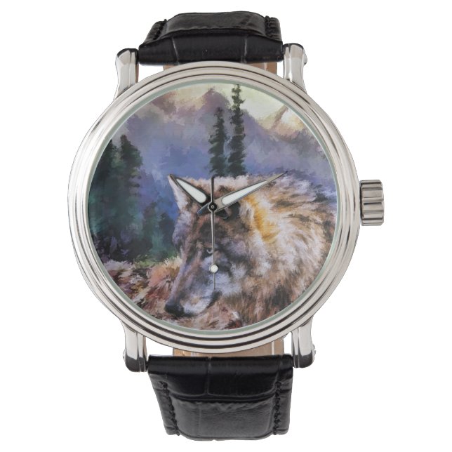 Lone Varg Manar Black Vintage Leather Watch Armbandsur (Framsida)