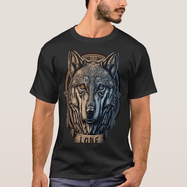Lone Varg Måne Howling Varg Pack Head Vargar Howl T Shirt (Framsida)