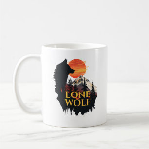 Lone Varg, Orange Sunset Silhouette Varg Art Kaffemugg