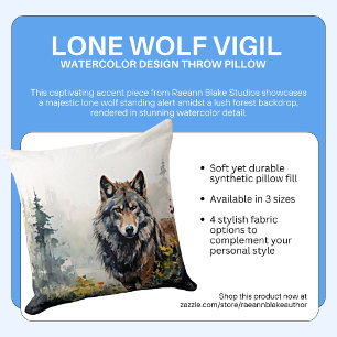 Lone Varg Vigil Watercolor Design Dekorativ kudde