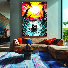 Lone Voyager – Surreal Stormig Havsfantasikonst Poster