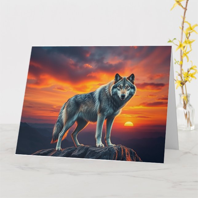 Lone Wolf at Sunset Kort (Gul blomma)