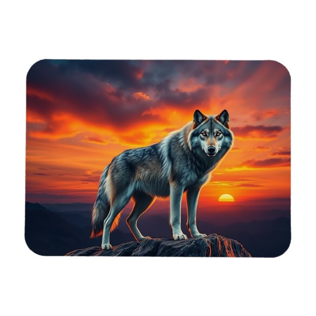 Lone Wolf at Sunset Magnet (Horisontell)