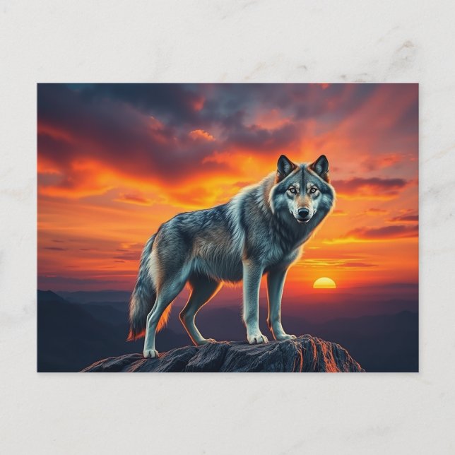 Lone Wolf at Sunset Vykort (Framsida)