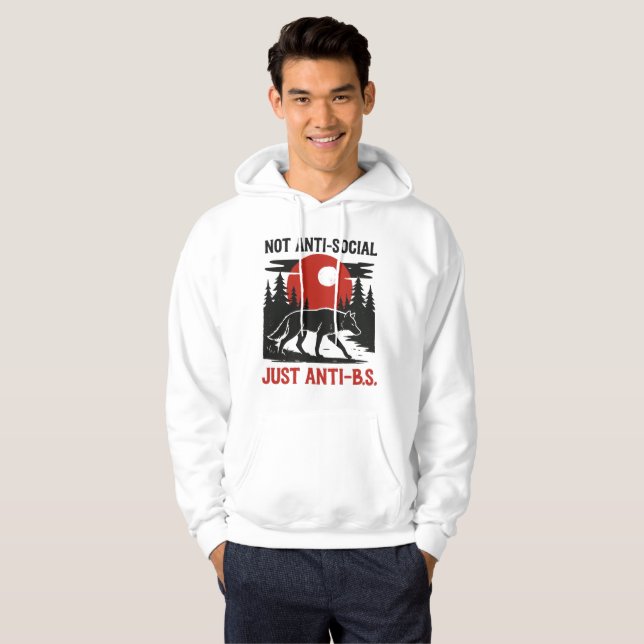 Lone Wolf Code – Not Anti-Social, Just Anti-B.S. Hoodie (Hel framsida)