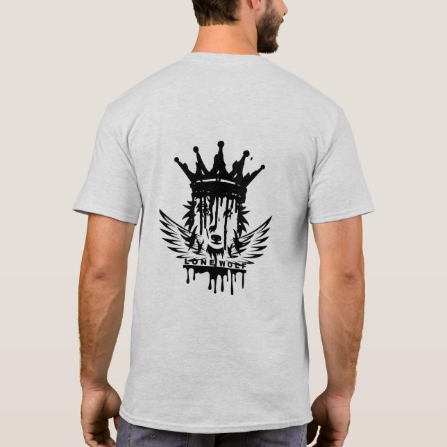 Lone Wolf Crown T-Shirt – Gothic Wolf King Drippin (Baksida)