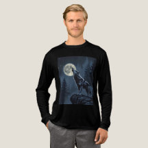 Lone Wolf Howling at the Moon Night Forest Art