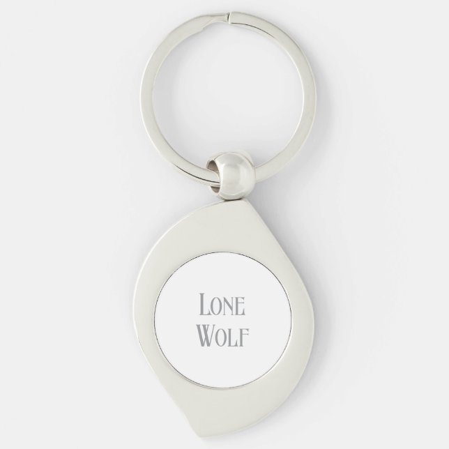 Lone Wolf Male Sigma Modern Minimalist Swirl Silverfärgad Nyckelring (Framsidan)