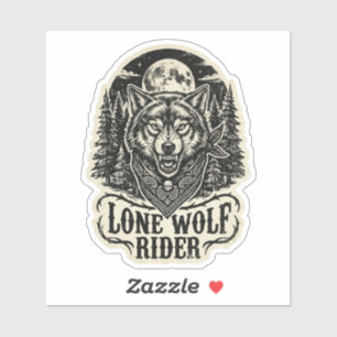 Lone Wolf Rider Bandana Full Moon Biker Klistermärken