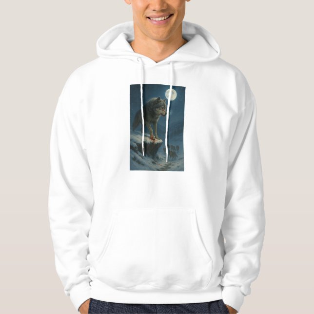 Lone Wolf Under the Moon | Alpha Strength Hoodie (Framsida)