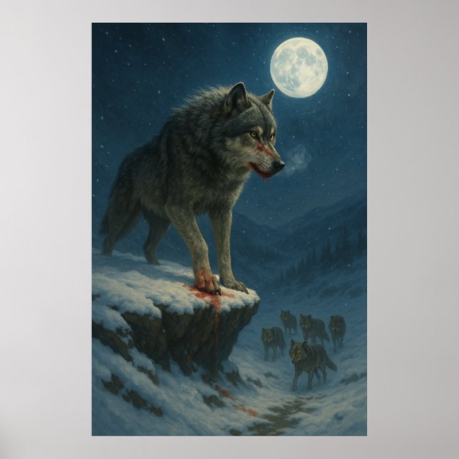 Lone Wolf Under the Moon | Alpha Strength Poster (Framsidan)