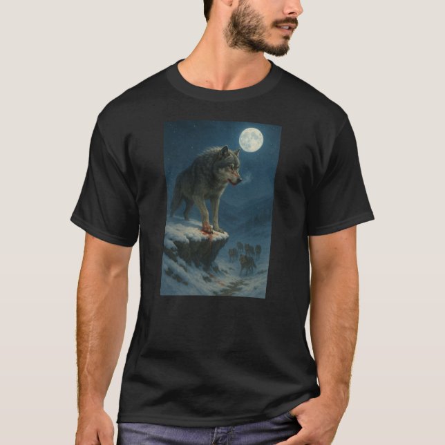 Lone Wolf Under the Moon | Alpha Strength T Shirt (Framsida)