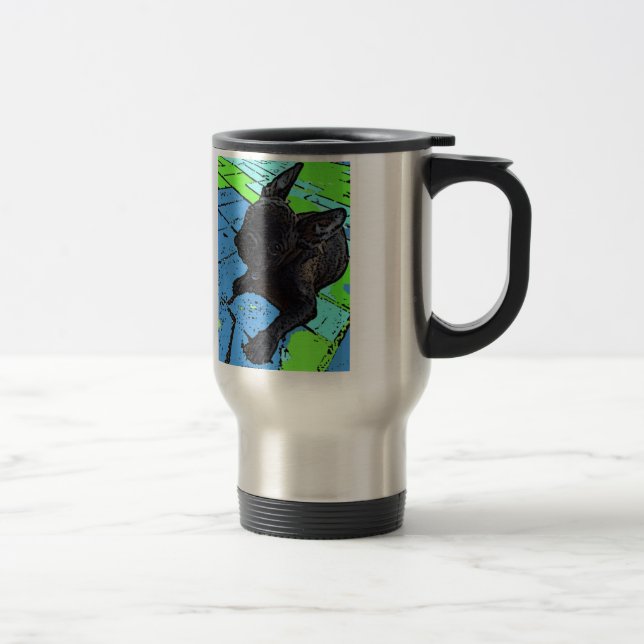 Löneförhöjning och sken! Fransk bulldoggtravel mug Resemugg (Höger)