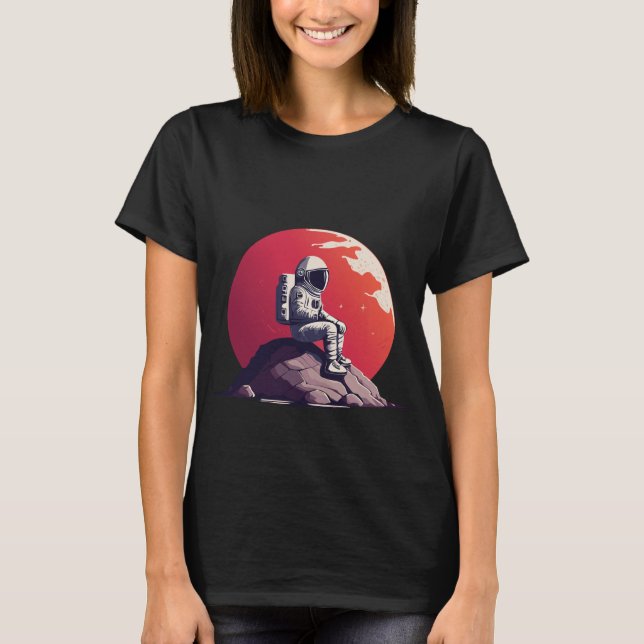 Lonely Astronaut på Måne T-Shirt (Framsida)